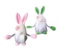 UPKOCH Decorazioni Pasqua 2 Pezzi Coniglietti Peluche Verdi e Rosa Ornamenti da Scrivania e Giocattoli Gnomi Pasquali per Casa e Ufficio Accessori Divertenti per Feste e Racconti
