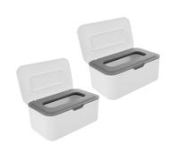 UPKOCH Dispenser Per Salviette Per Ragazzo Ragazza e Per Bagno Scatola Porta Salviette Riutilizzabile Coperchio Umidificate Compatto e Versatile Set Da 2 Pezzi Grigio