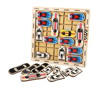 UPKOCH Gioco Labirinto Auto in Legno Rimovibile Giocattolo Educativo per Set Gioco di Auto in Movimento per Sviluppo Logica e Coordinazione Occhio-Mano per Casa e Feste