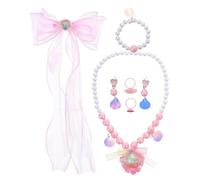 UPKOCH Gioielli Bambina Sirenetta con Orecchini Clip Collana Bracciale Perla Anello e Fermagli Rosa Gioielli Leggeri e Sicuri per Bambine e Feste e Gioco Ruolo