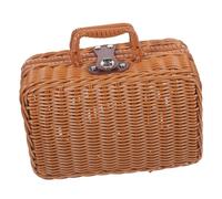 UPKOCH Imitazione Ritmo Rattan Custodia in Tessuto Intrecciata scatole per riporre i Vestiti Arredamento Rustico Valigia in Stile retrò Spazio Decorativo Pelle Artificiale Marrone Chiaro