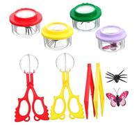 UPKOCH Kit Insetti con Barattolo Trasparente e Dingrandimento per Osservazione Dettagliata Pinzette e Clip per Esplorazione e Apprendimento Allaperto