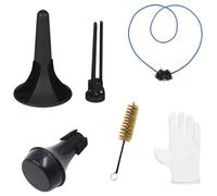 UPKOCH Kit Pulizia Tromba 5 Pezzi Spazzole Valvola Piccole, Supporto Pieghevole, Silenziatore, Materiale Plastico e Metallo per Manutenzione Strumenti Musicali