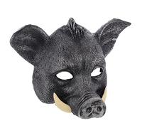 UPKOCH Maschera Cosplay Cinghiale PU Nera per Halloween e Feste Maschera Animale Spaventosa per Balli