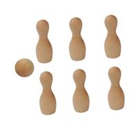 UPKOCH Mini Bowling in Legno di Faggio Naturale per Gioco Educativo DIY con Birretti e Palla Giocattolo Sportivo per Accessorio Miniatura per Cameretta