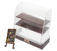 UPKOCH Mini Vetrina per Dolci in Miniatura Marrone Armadio da Panetteria Compatto Accessori e Menù Casuale Decorazione Realistica per Casa delle Bambole e Set di Mobilia Giocattolo