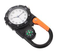 UPKOCH Moschettone Nero Bussola e Orologio Clip Portachiavi da Sopravvivenza per Escursionismo all Aperto Orologio al Quarzo Tascabile