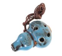 UPKOCH Ocarina a 6 Fori Contralto in Ceramica a Forma Di Zucca Blu Con Finitura Smaltata Floreale, Strumento Musicale Portatile Per Rilassamento, Meditazione e Narrazione