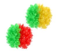 UPKOCH Parrucca Afro da Clown 2 Pezzi Colori Bandiera Brasile e Portogallo, Accessori Carnevale per Adulti, Parrucche Pazze Divertenti per Feste e Spettacoli a Tema