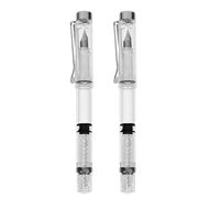 UPKOCH Penna Stilografica Ricaricabile Trasparente con Pistone, Set 2 Pezzi per Studenti e Calligrafia, Cancelleria Scuola e Ufficio, Presa Ergonomica per Scrittura Confortevole