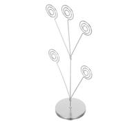UPKOCH Porta Biglietti da Visita con Base Rotonda Resistente alle Macchie da Tavolo in Ferro Argento Clip Memo Elegante e Decorativa per Eventi e Casa