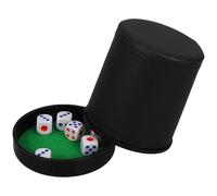 UPKOCH Porta Dadi Compatto in Pelle Artificiale Verde con Interno in Velluto, Set con Coperchio e 6 Dadi per Giochi da Tavolo, Tazza da Gioco Portatile Silenziosa per Feste e Viaggi