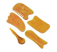 UPKOCH Set 5 Pezzi Tavole Massaggianti e Raschianti in Resina e Cera D’api, Strumenti Per Massaggi Delicati Su Viso, Collo, Schiena, Gambe e Piedi, Allevia Stress e Tensioni Muscolari