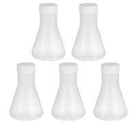 UPKOCH Set di 5 Beute Erlenmeyer in Plastica Pp da 50 Ml Coperchio, Base Solida e Linea Graduata Standard, per Chimica ed Educazione Scientifica Stili multipli