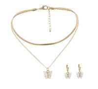 UPKOCH Set di Gioielli Donna Collana Catena per Clavicola e Orecchini alla Moda a Farfalla Ciondolo Acrilico Bianco Elegante per Feste Anniversari e Uso Quotidiano