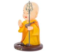 UPKOCH Statuetta Energia Solare Giallo in ABS, Testa Oscillante, Decorazione per Interni Auto e Ufficio, Atmosfera Zen Classica