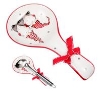 UPKOCH Supporto Per Cucchiaio Da Cucina in Ceramica Con Fiocco Bianco Poggia Mestolo Natalizio Per Stoviglie Pulite E Decorazione Tavola 9.25X4.72X1.06 Pollici