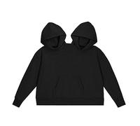 Uplateng Coppia Creativa Felpa Doppia Monopezzo Felpa vicina Felpa con Cappuccio Intima Felpa con Cappuccio Pullover Tinta Unita Sciolto (Black,L)