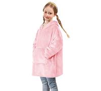 Uplayteck Coperta con Maniche e Cappuccio per Bambini, Vestaglia Super Morbida in Pile, Calda e Confortevole Felpa Coperta Indossabile Oversize per Ragazza