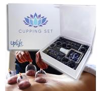 Uplife Kit di 18 Coppette Massaggio Schiena di alta qualità + una pietra di giada bianca Gua Sha + 2 panni in microfibra | Manuale di istruzioni in italiano | Coppettazione massaggio a ventosa