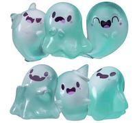 Upliftgift Cute Halloween Party Favor, Answerlup Mystery Glow-in-The-Dark Ghost Blind Box, Luminous Mini Resin Cute Miniature Ghost Figurines for Outdoor Car House Landscape(Verde,6Pcs Style 1)
