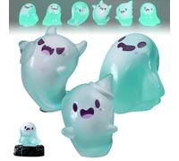 Upliftgift Cute Halloween Party Favor, Answerlup Mystery Glow-in-The-Dark Ghost Blind Box, Luminous Mini Resin Cute Miniature Ghost Figurines for Outdoor Car House Landscape(Verde,3Pcs Style 2)