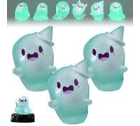 Upliftgift Cute Halloween Party Favor, Answerlup Mystery Glow-in-The-Dark Ghost Blind Box, Luminous Mini Resin Cute Miniature Ghost Figurines for Outdoor Car House Landscape(Verde,3Pcs Top Hat Witch)