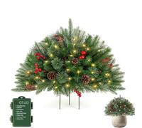 Upliftjoys, albero di Natale artificiale pre-illuminato, Upliftjoys, albero di Natale artificiale con treppiede, per portico, cortile, giardino, aiuole (C)