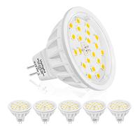 Uplight Lampadine LED MR16 da 5,5W,Bianco Caldo 3000K, Ra85 600LM, Faretto Non Dimmerabile Gu5.3 DC12V, Angolo di emissione 120°, Confezione da 6.