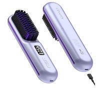 UPoetry Spazzola lisciante per capelli senza fili, mini spazzola per capelli riscaldata portatile per donne, 9600 mAh, ricaricabile USB-C, leggera piastra lisciante anti-scottatura per casa, ufficio e