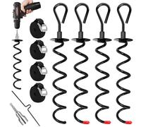 UPOHYEE 4 ancoraggi a Terra Set 10 PCS Ø 1cm da avvitare Ancoraggio a Terra Set Trampolino con 4 Cinghie Regolabili Adattatore per Trapano ausilio di Rotazione per Trampolino Altalena