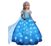 UPORPOR Vestito da principessa per ragazze, costume da principessa per ragazze, costume di Halloween con mantello, per Natale, compleanno, festa, luce a LED, non richiede montaggio, 130