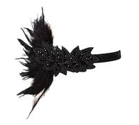 Uposao Anni '20 Fascia per Capelli in piuma per Le Donne Stile retrò Gatsby Fascia per Capelli in Cristallo di Piume Fascia per Capelli in Tessuto Elastico per Le Donne Accessori per Travestimenti