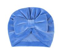 Uposao Cappelli a turbante per neonati, per neonati, in velluto, per l'inverno, per bambini, per il battesimo, per l'ospedale, per il battesimo, per l'ospedale, colore blu