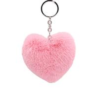 Uposao Ciondolo D'amore In Peluche Cuore D'amore Soffice Auto Portachiavi Pompon Accessori Portachiavi Ciondolo Decorativo Per Ragazze Donne