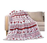 Uposao Coperta Sherpa Natalizia & Flanella in pile morbido e soffice coperta reversibile in microfibra Copridivano Calda Coperta Divano Coperta Divano Come Regalo, 127 x 152cm