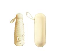 Uposao Ombrello compatto Ombrello pieghevole ultraleggero, mini capsule color crema Ombrello a 5 costole con custodia per capsule Ombrelli da viaggio Ombrello tascabile portatile per uomo e donna