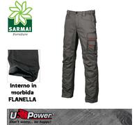 Upower GRIN pantalone da lavoro multitasca comodo invernale felpato in flanella