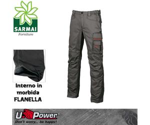 Upower GRIN pantalone da lavoro multitasca comodo invernale felpato in flanella
