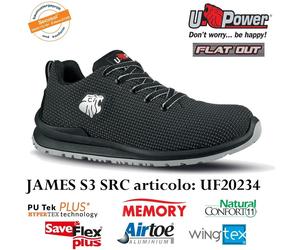 UPOWER SCARPE ANTINFORTUNISTICA JAMES S3 SRC UF20234 U-POWER IDROREPELL. TRASP.