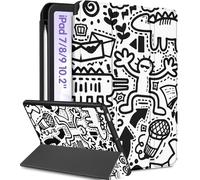 Uppuppy Custodia per iPad 9a/8a/7a generazione 10.2 pollici ragazze carino ragazzi bambini donne Folio copertura portamatite graffiti Cartoon Cool Men Design divertente divertente Teen casi per iPad