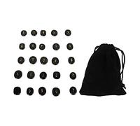 UPQRSG 25 Pezzi Set di Pietre Rune Naturali, Set di Cristalli Magici con Alfabeto Anziano Lucido Inciso, Squisite Rune Che Intagliano Pietre di Meditazione per Meditazione(Ossidiana)