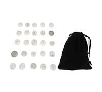 UPQRSG 25 Pezzi Set di Pietre Rune Naturali, Set di Cristalli Magici con Alfabeto Anziano Lucido Inciso, Squisite Rune Che Intagliano Pietre di Meditazione per Meditazione(Cristallo Bianco)