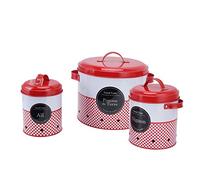 UPQRSG Contenitore Per Patate E Cipolle con Porta Aglio, Set di 3 Contenitori da Banco Per Cucina in Fattoria, Contenitore Rotondo Per Patate E Cipolle Rosso Bianco, Contenitore Per Verdure con Coperc