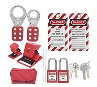 UPQRSG Lockout Tagout Kit, Multifunzione Lockout Plug Lock Out Tag Out Station con Etichetta di Avvertimento Hasp, Due Dimensioni Cassetta degli Attrezzi di Sicurezza Elettrica, Lucchetto Rosso di