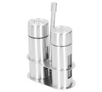 UPQRSG Saliera e Pepiera con Supporto, Set di Contenitori in Acciaio Inossidabile con Finestra in Vetro, Set di Dispenser di Sale e Pepe per Aceto di Olio per Bancone della Cucina O Tavolo