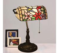 Upright Piano Lamp with Zipper Table Lamp 10 inch Colored Glass Bird Flower Bankers Desk Light for Workplaces Bedroom, Study