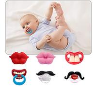 Upriver Confezione da 6 ciucci divertenti da baciare con labbra e baffi da gentiluomo, ciuccio in morbido silicone per la doccia di neonati e bambini, senza BPA