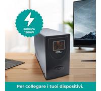 UPS Line Interactive 2000VA, Stabilizzatore AVR, 2 Batterie 12V/9Ah, 2 Uscite Sc
