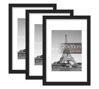 upsimples Cornice 20x30, Confezione da 3 Cornici portafoto Nere, Formato 30x20 cm, Con Supporto Orientamento Orizzontale o Verticale, Cornici per Ppuzzle, Parete, Poster, Diploma Universitario